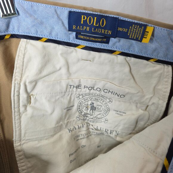 Polo Ralph Lauren Men’s 38x32 Beige Stretch Straight Fit Chino Pants - Picture 8 of 9